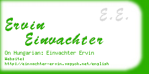 ervin einvachter business card